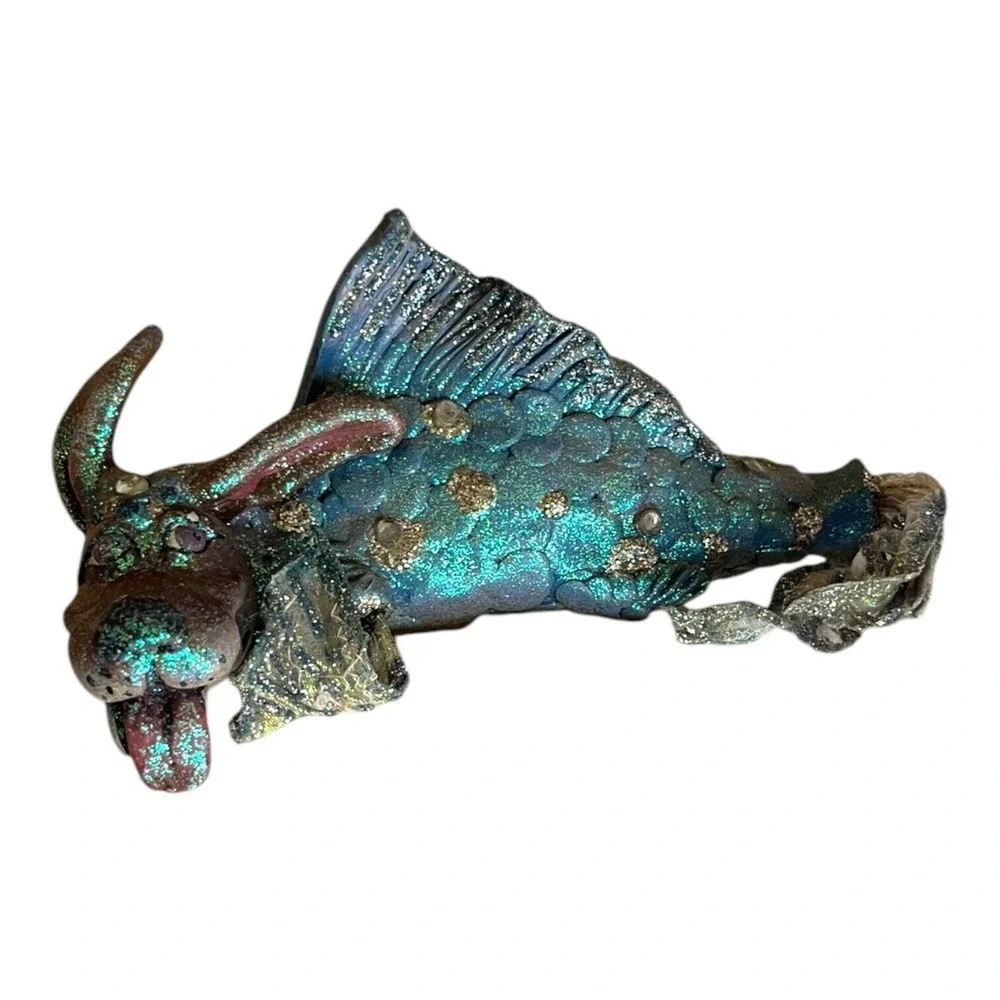 December Diamonds Dog Fish Ornament Mer-dog Collectible Fantasy Animal Mermaid